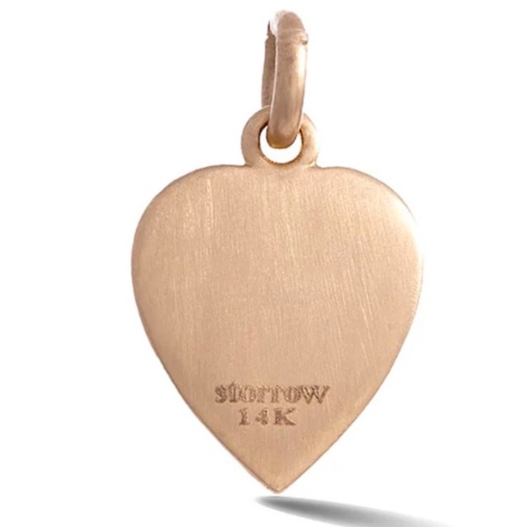 Storrow Fine Jewelry 14K GOLD DIAMOND & MALACHITE ALANA HEART CHARM - Picture 2 of 2